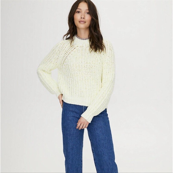 Aritzia Wilfred Medium Women Confetti Pullover Cropped Sweater Chunky Knit 15-1 - Picture 2 of 11